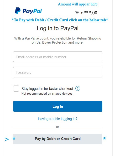 PayPal payment page